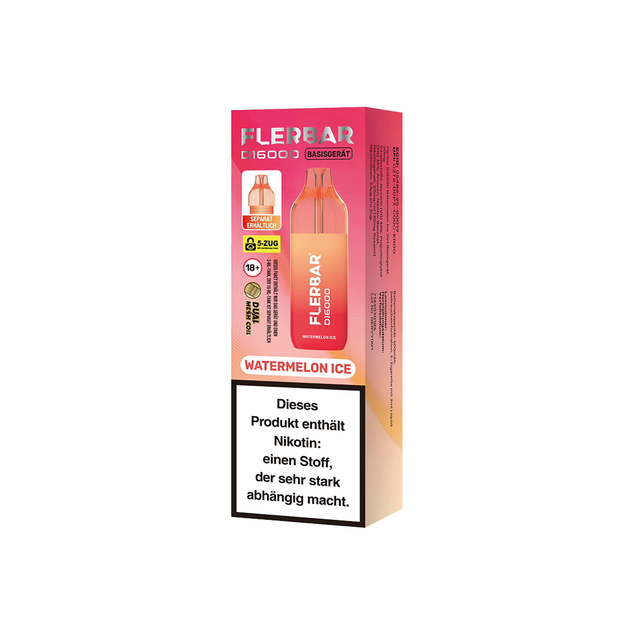 Flerbar D16000 Watermelon Ice 12ml Einweg-E-Zigarette – 16000 Züge 3