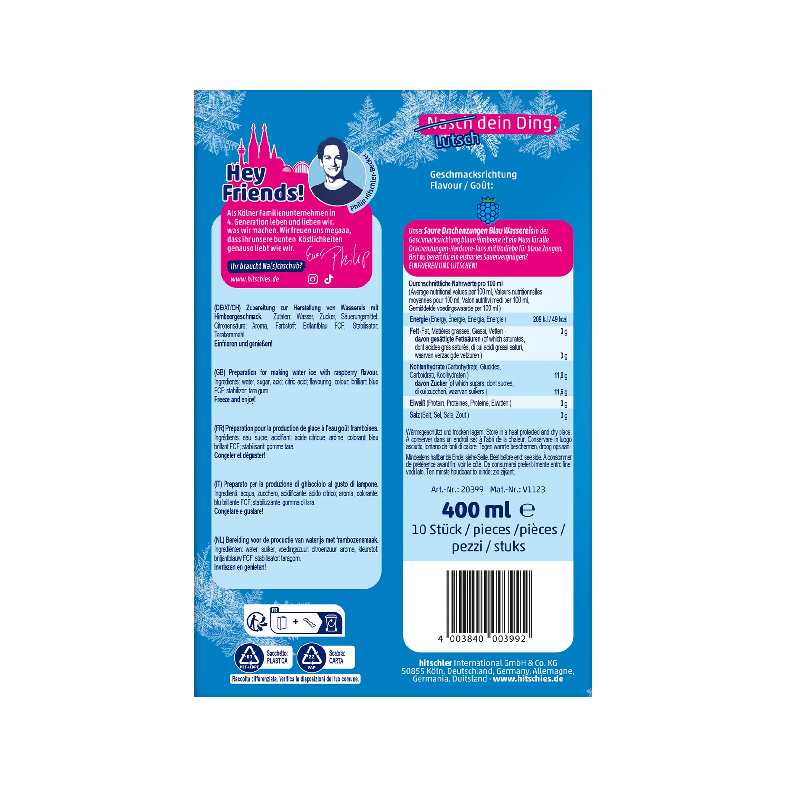  Hitschies Saure Drachenzungen Wassereis Blau 400 ml 4