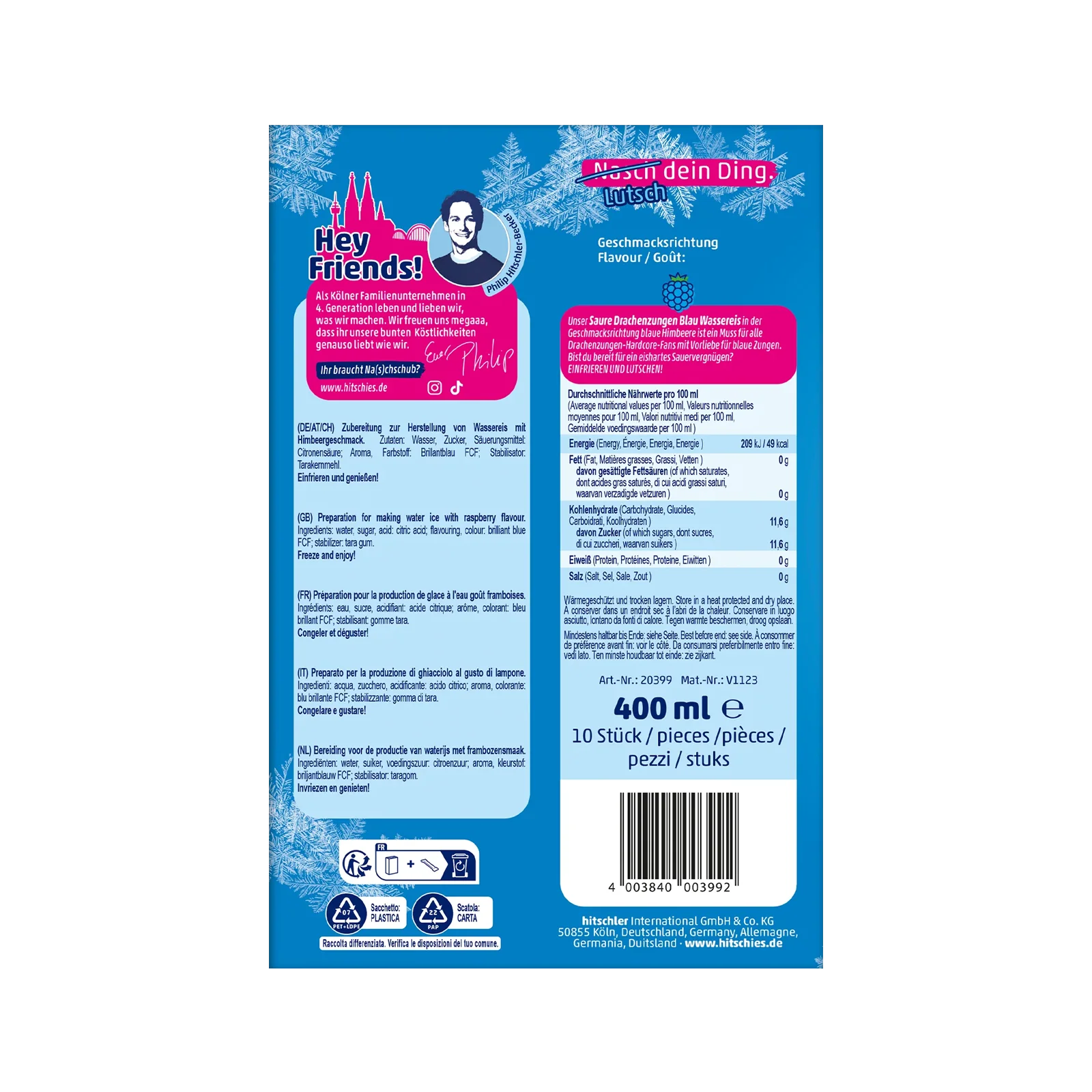  Hitschies Saure Drachenzungen Wassereis Blau 400 ml 4