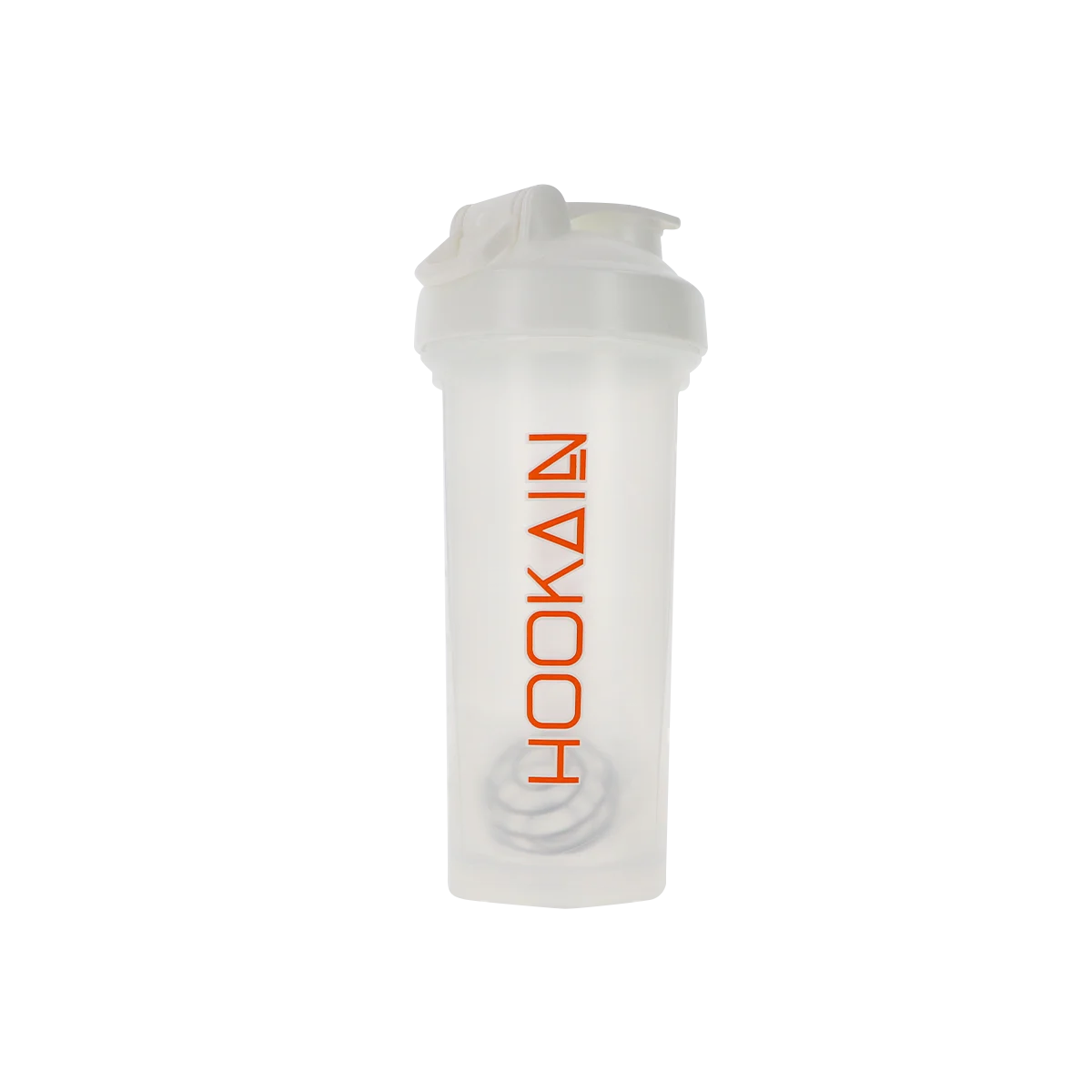 Hookain Shaker White Orange – Protein Shaker 600 ml mit Edelstahlkugel & UV-Logo 1