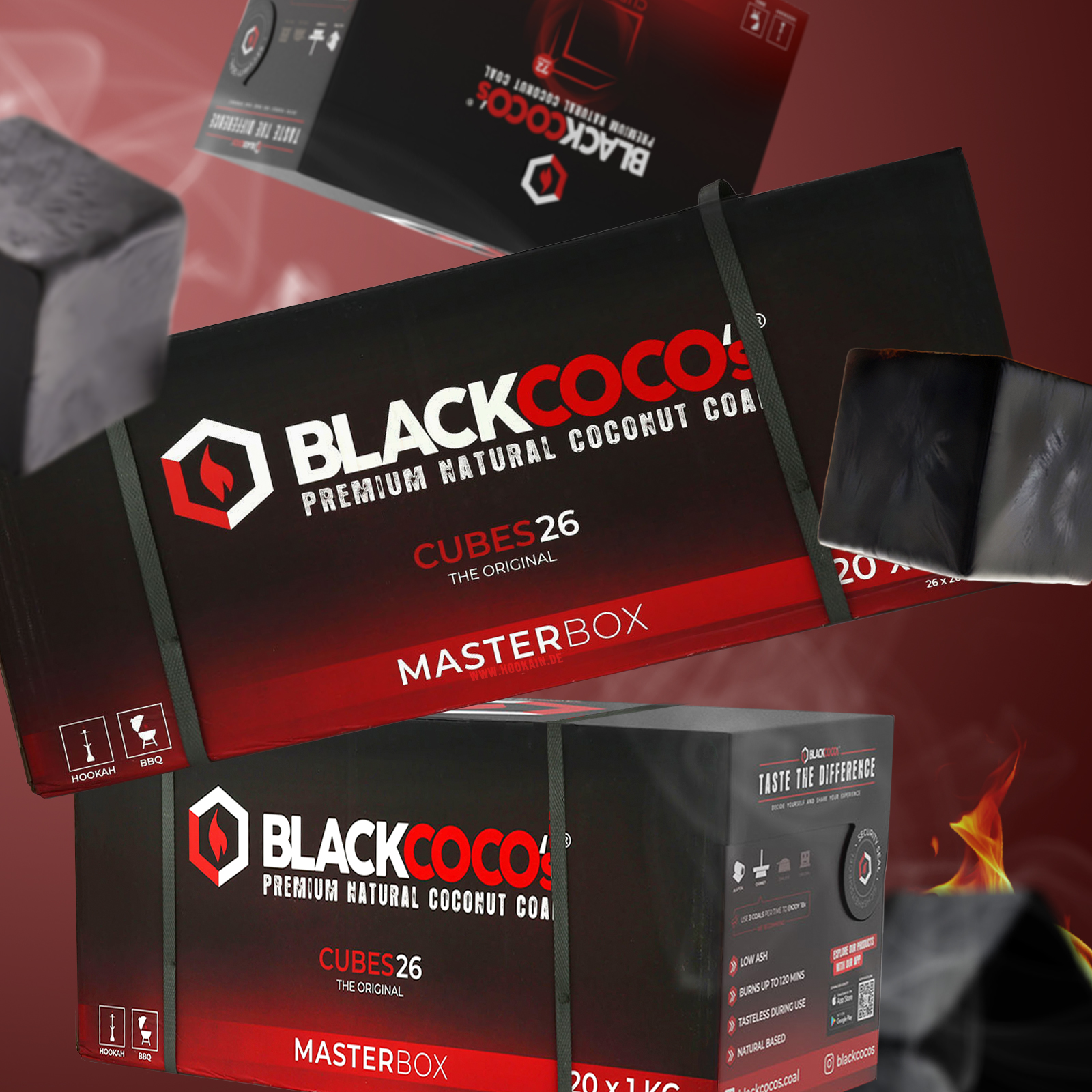 Black Coco's - Naturkohle -  Cubes 26 - Masterbox - 20 kg 2