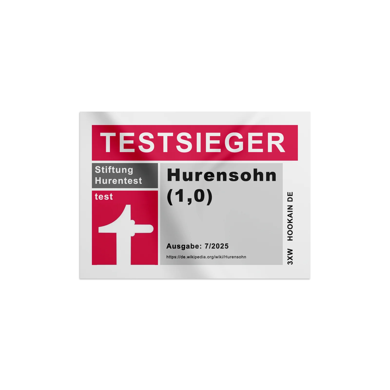 Hookain - Sticker  - Testsieger Hurensohn - Lustiger Aufkleber