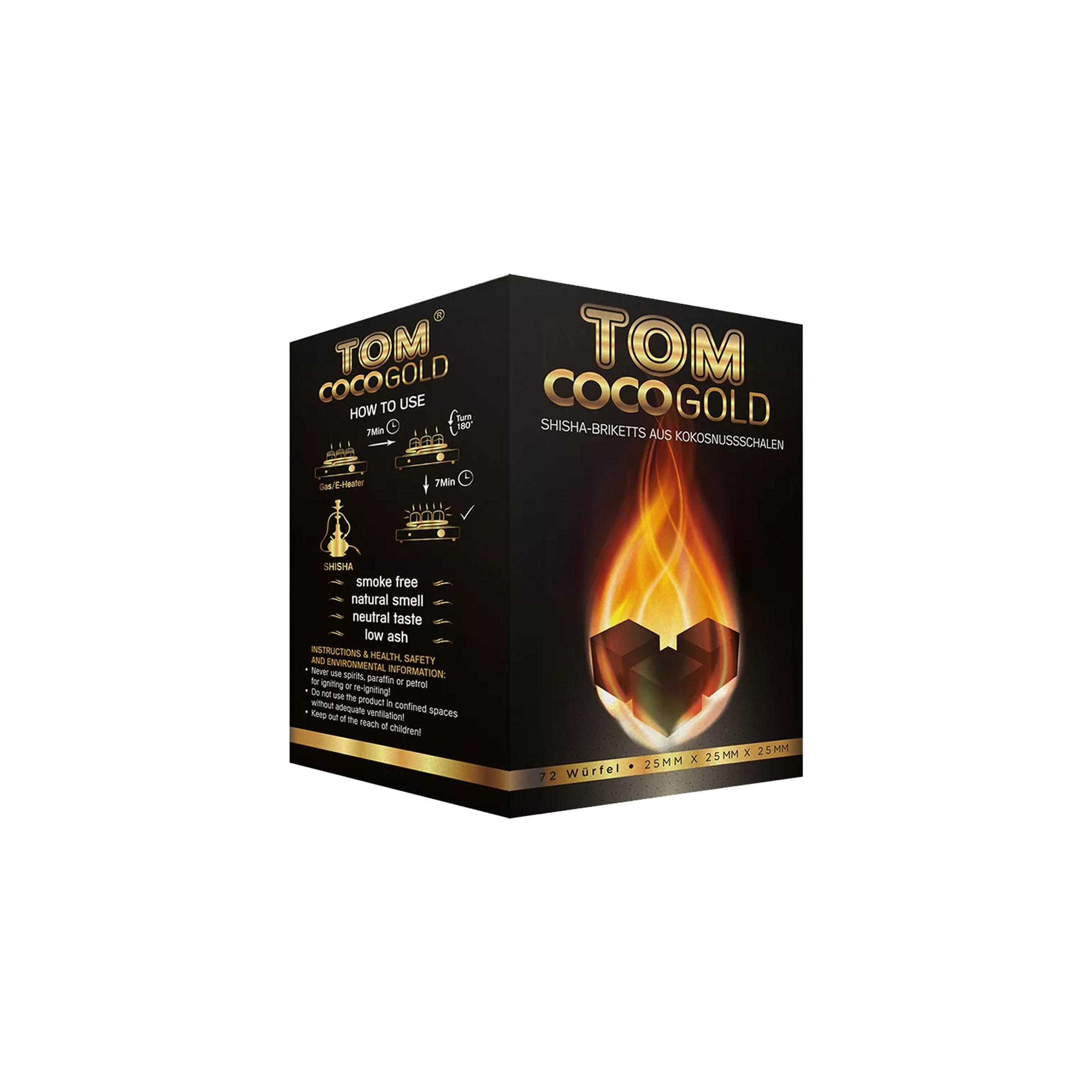 Tom Coco - Gold - Shisha Charcoal - 1 kg - Cubes - 25 mm - Hookain ...