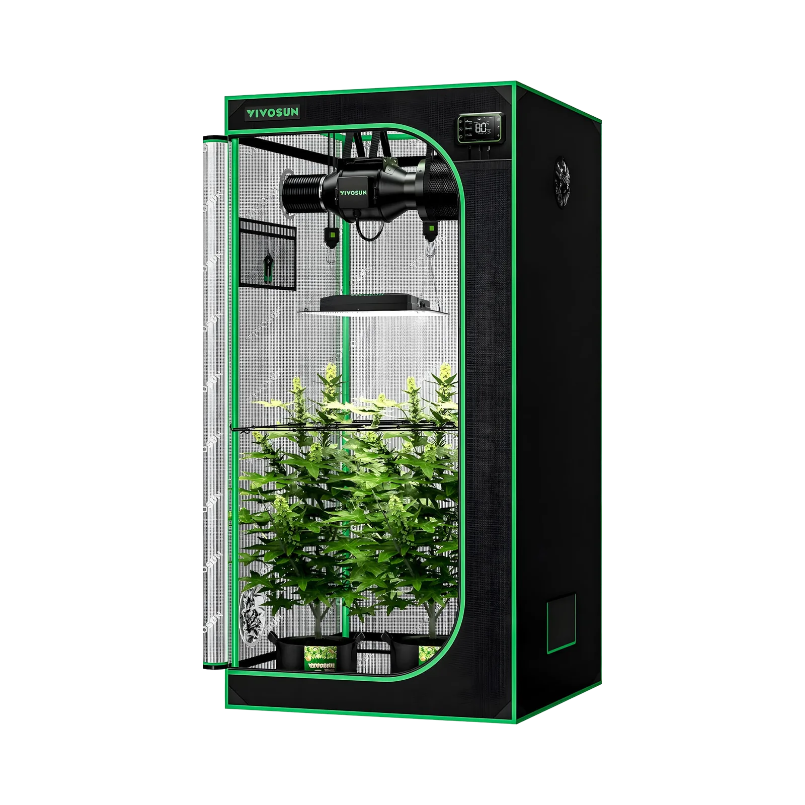 Vivosun Smart Growbox 80x80x160 cm mit AeroLight LED, AeroZesh Bel&uuml;ftung und GrowHub Controller 2