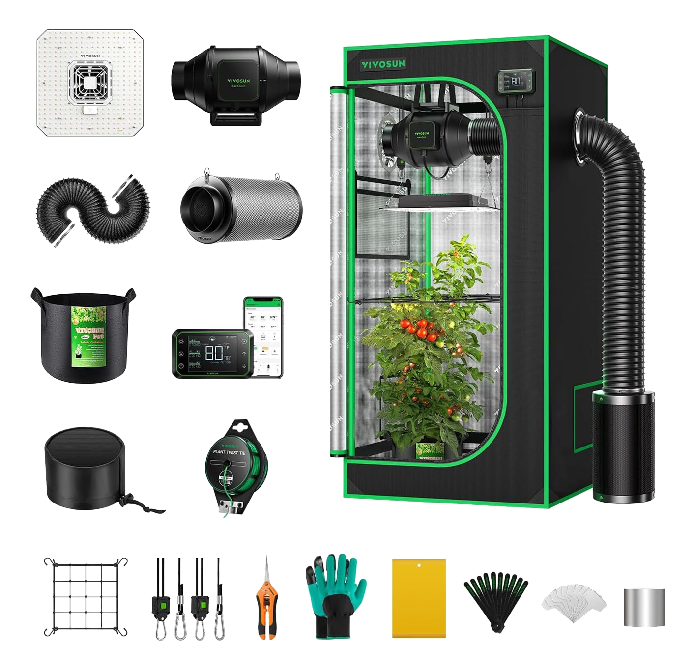 Vivosun Smart Growbox 80x80x160 cm mit AeroLight LED, AeroZesh Belüftung und GrowHub Controller 1