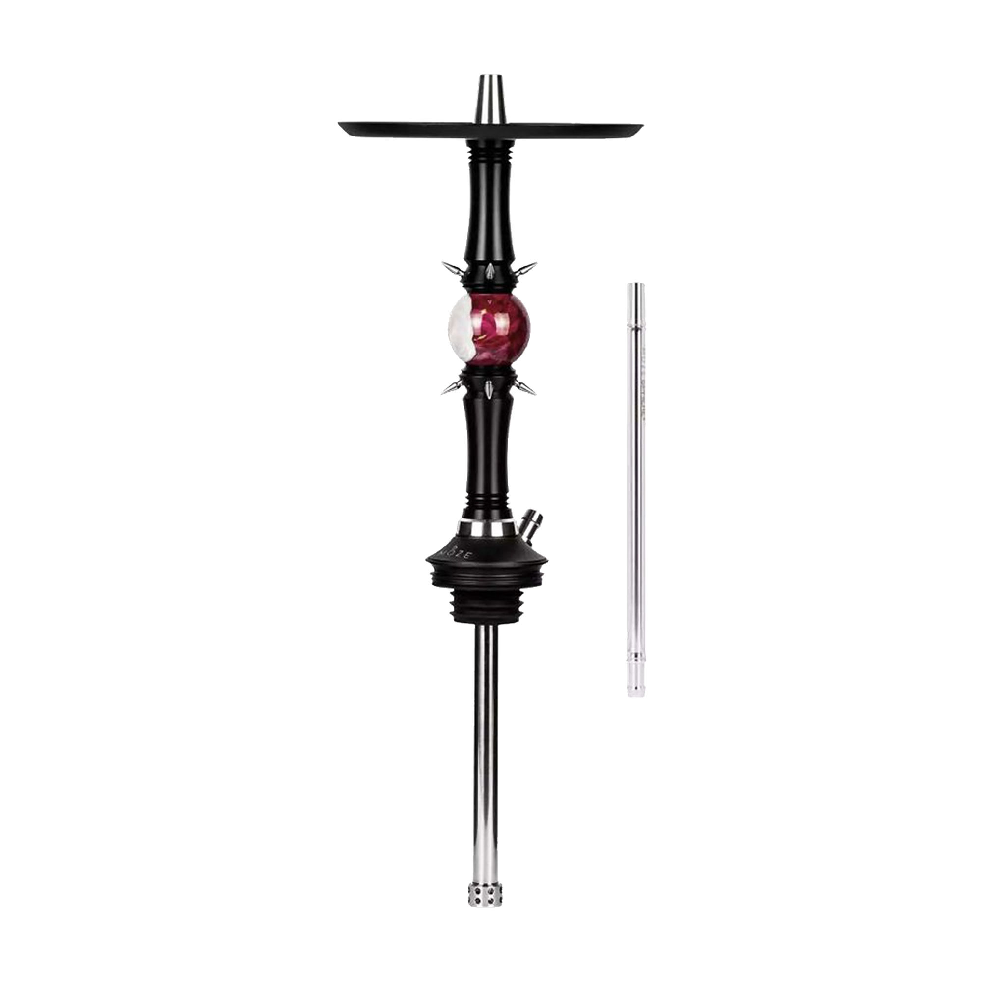 Schwarze Rauchs&auml;ule Moze Sphere 2 Shiny Callisto mit silbernen Spikes und wei&szlig;-magentarotem Orb