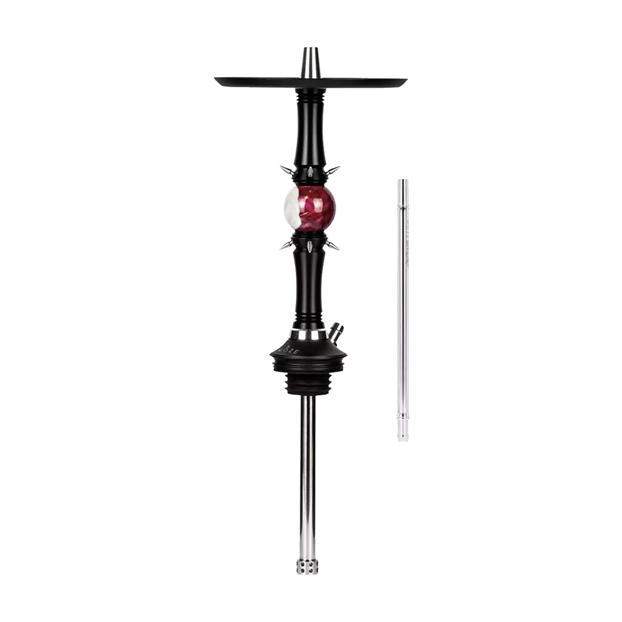 Schwarze Rauchs&auml;ule Moze Sphere 2 Shiny Callisto mit silbernen Spikes und wei&szlig;-magentarotem Orb