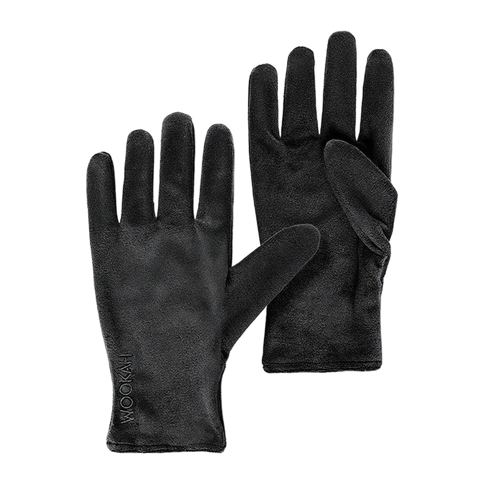 Lieferumfang: ein Paar schwarze Wookah Care Gloves aus Velourssamt, freigestellt