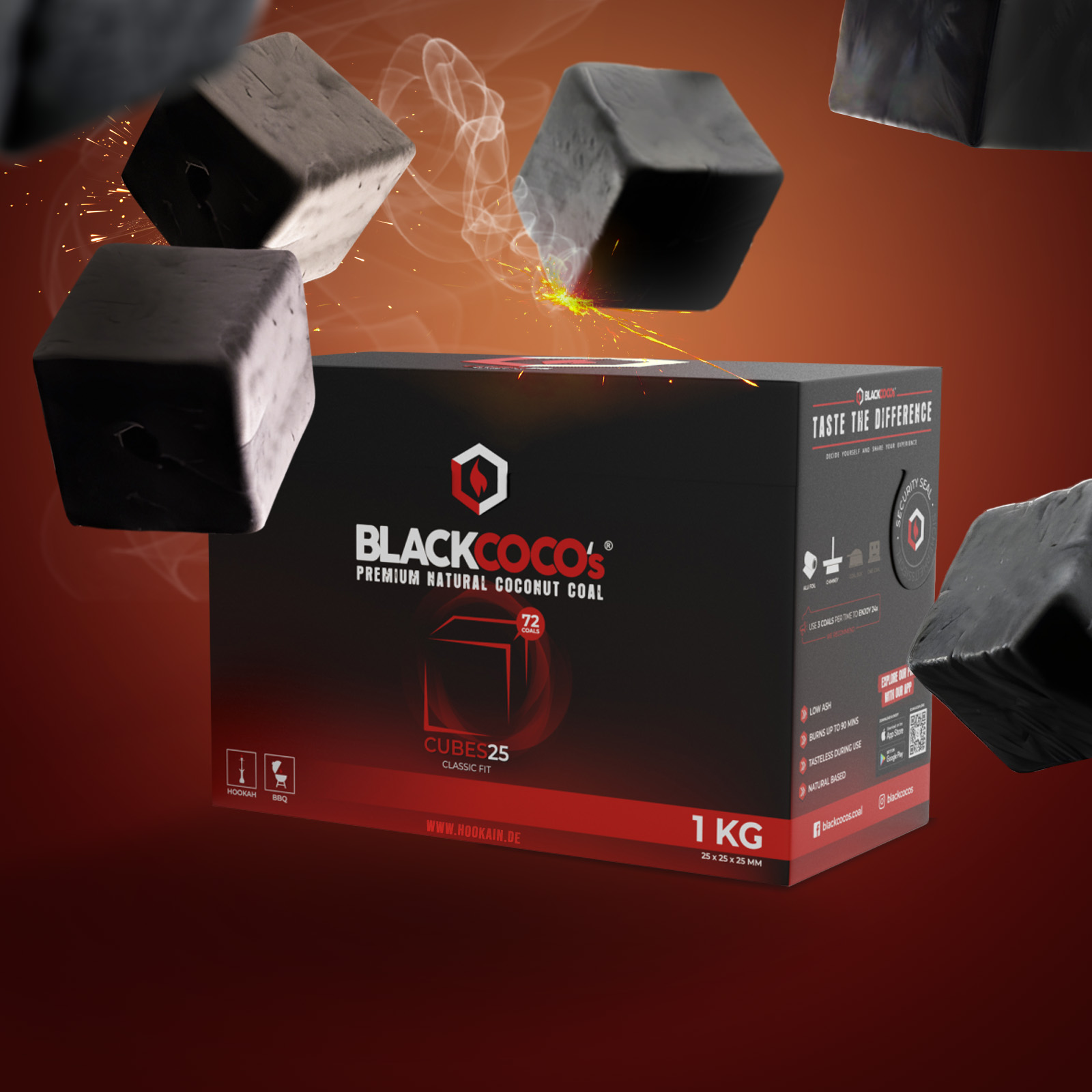 BLACKCOCO's Cubes 25 1 kg | Premium Naturkohle bestellen 1