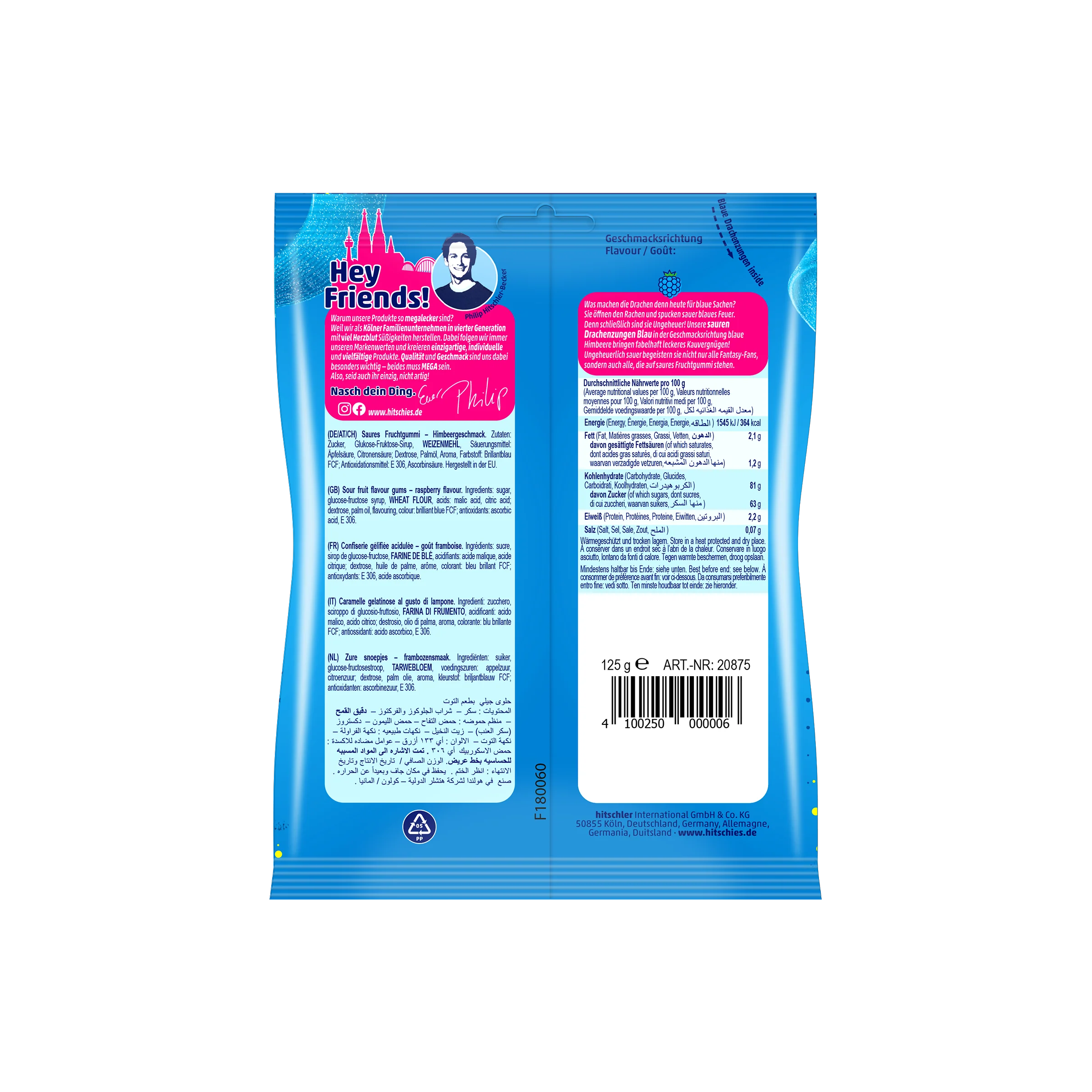 Hitschies Saure Drachenzungen Blau 125 g | Hitschler g&uuml;nstig online 3