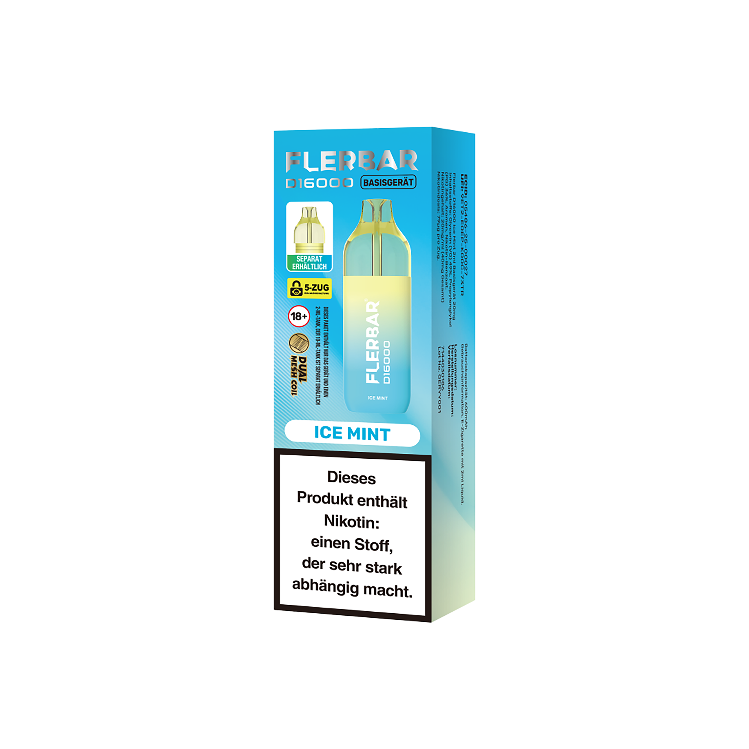 Flerbar D16000 Ice Mint 12ml E-Zigarette – Big Puff Genuss 3