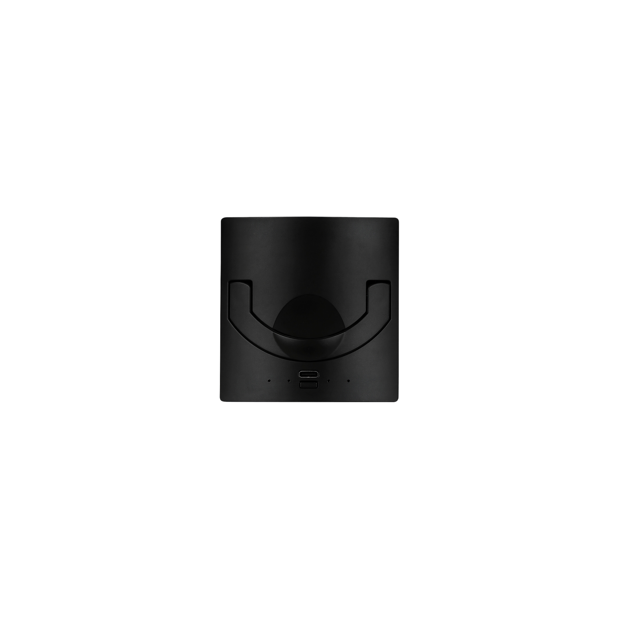 shii Battery L in Ink Black, Au&szlig;enseite mit Griffmulde, USB-C-Ladebuchse und Ladestandsanzeige