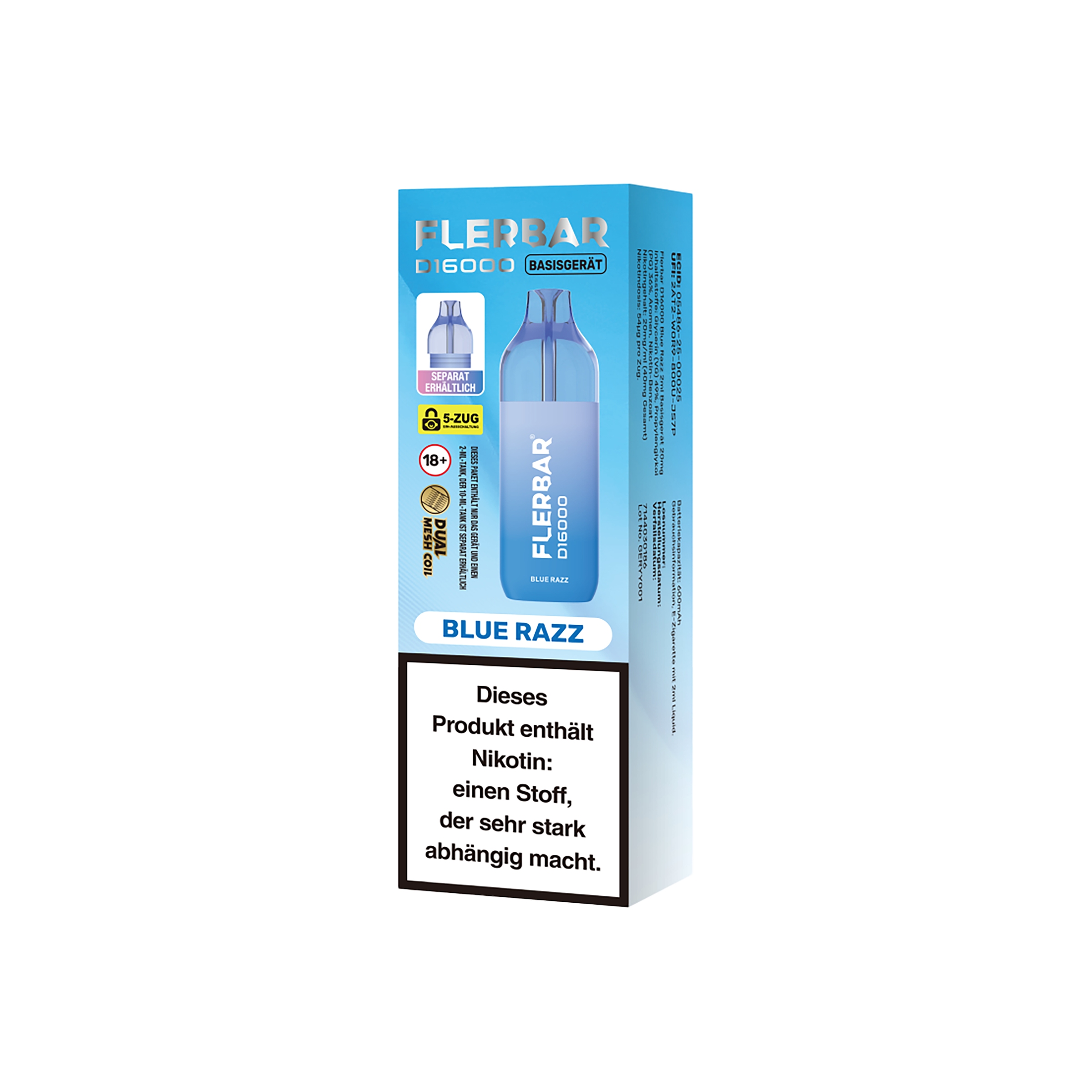 Flerbar D16000 Blue Razz 16000 Puffs – Wiederaufladbare E-Zigarette 3