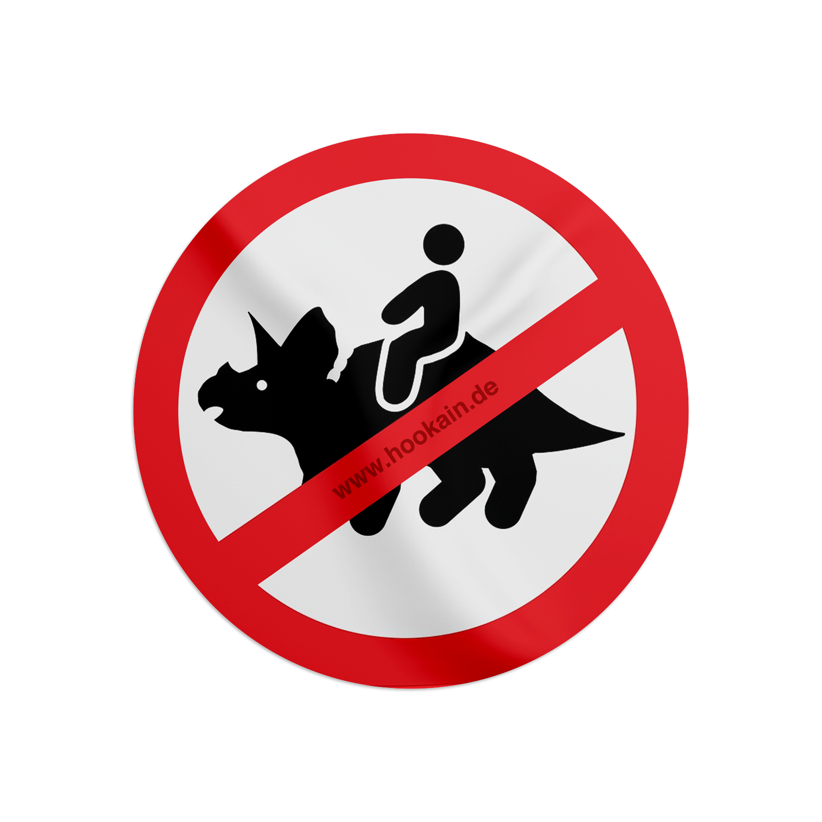 Hookain - Sticker -  Dino Reitverbot - Lustige Party Aufkleber - 9.5 cm - Rund