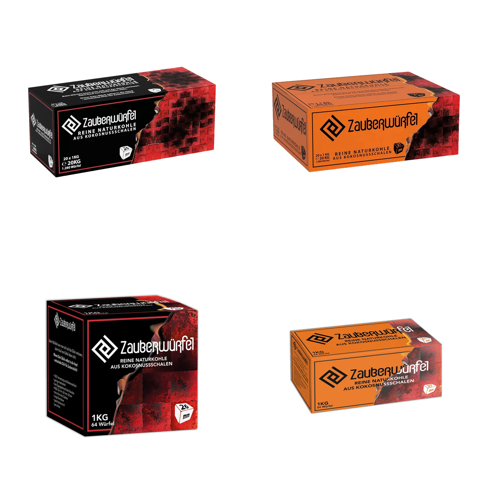 Zauberw&uuml;rfel - Natural Charcoal - 26 mm - 1 kg
