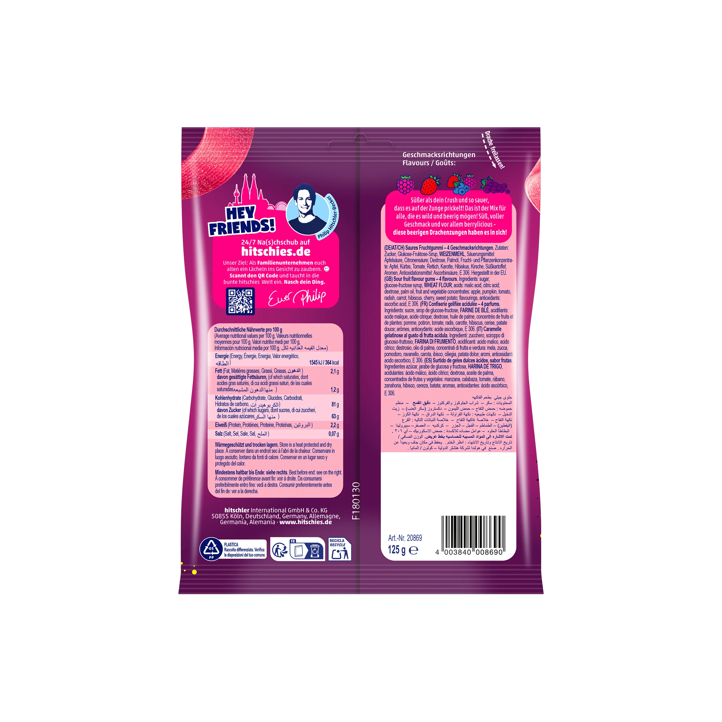Hitschies - Saure Drachenzungen - Berry Mix - 125 g 2