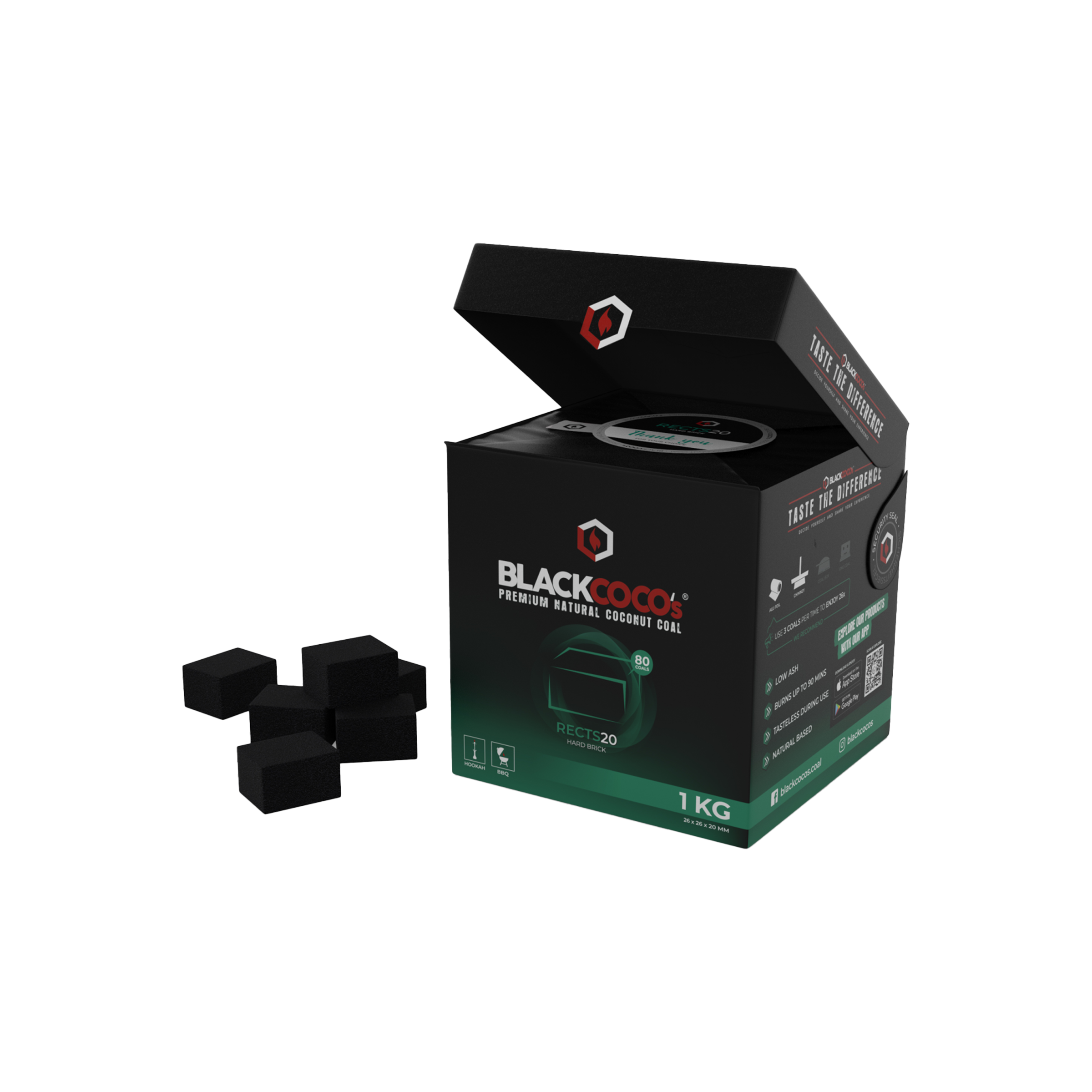 Blackcoco's Naturkohle Rects 20 1 kg | Premium Shisha-Kohle 2