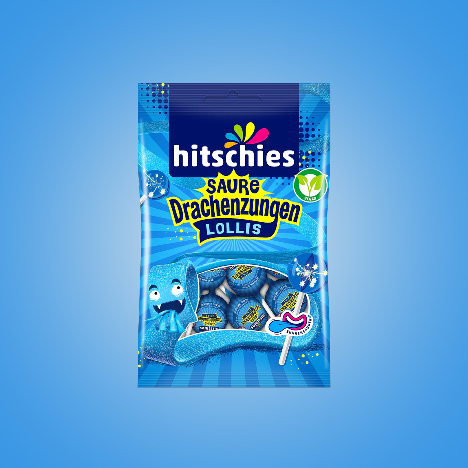 Hitschies - Saure Drachenzungen - Lollis - Blau 1