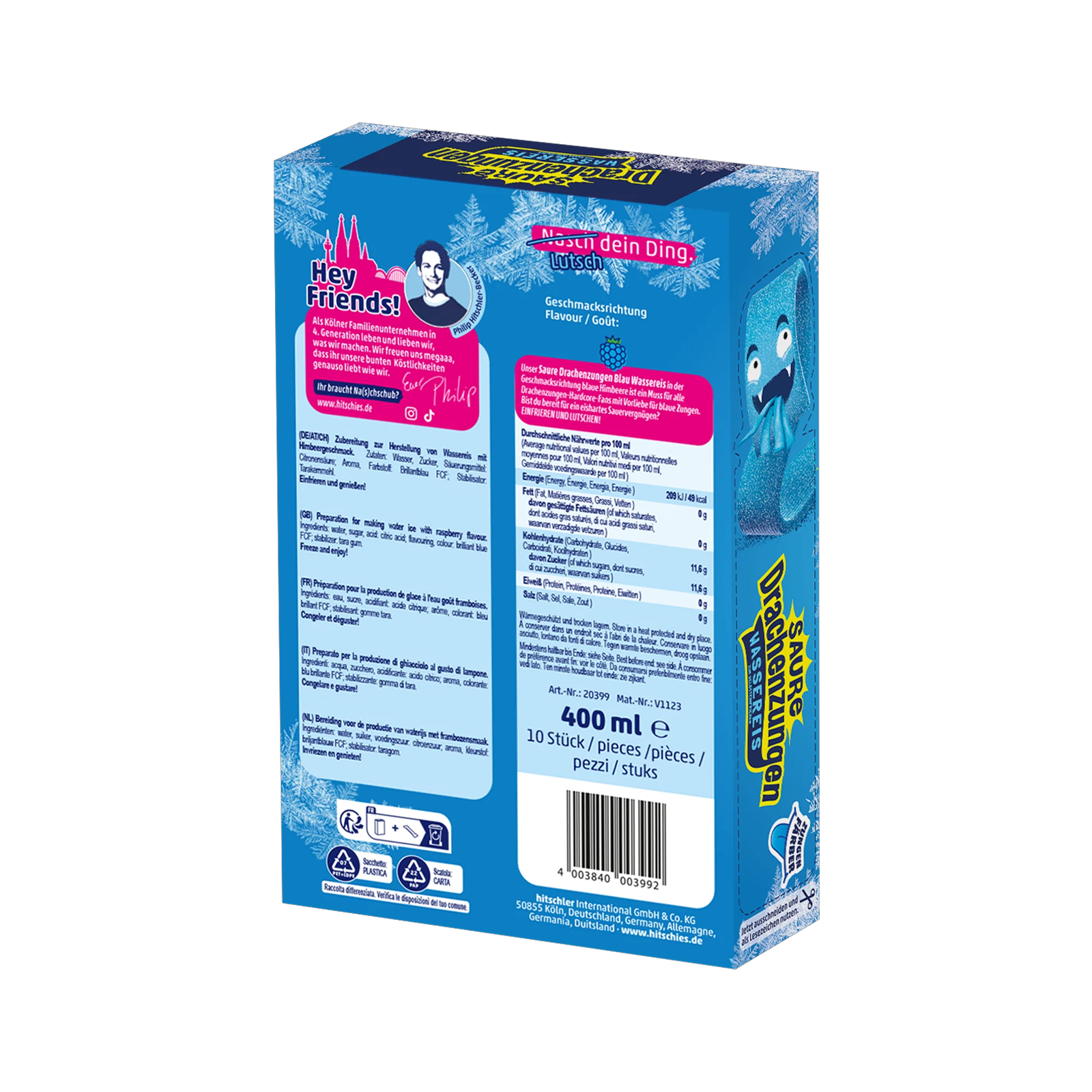  Hitschies Saure Drachenzungen Wassereis Blau 400 ml 3